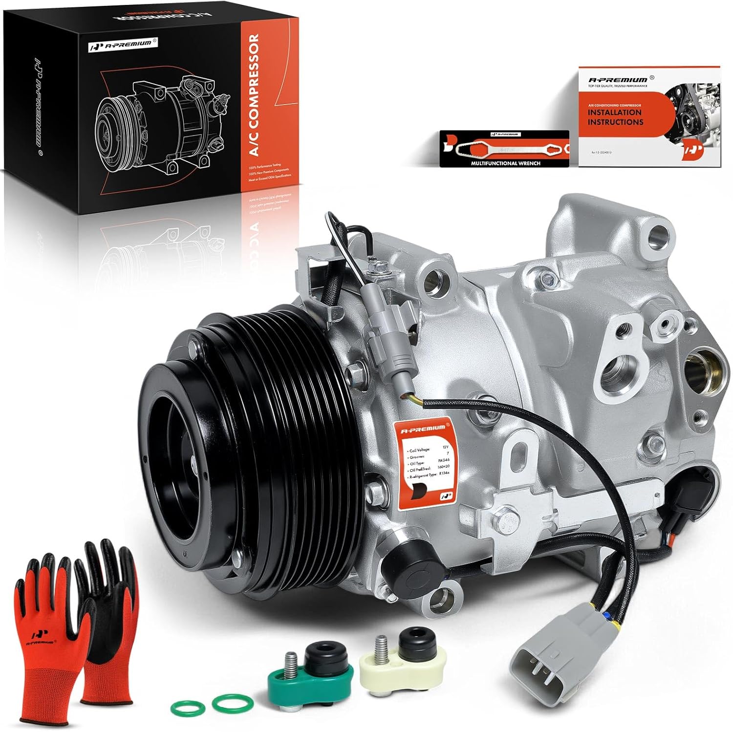 A-Premium A/C Compressor with Clutch Compatible with Toyota Highlander 3.5L 2008-2010