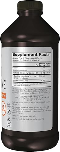 Miniatura 2 de NOW Sports Nutrition - Líquido de L-carnitina de 1000 mg altamente absorbible cítricos 16 onzas