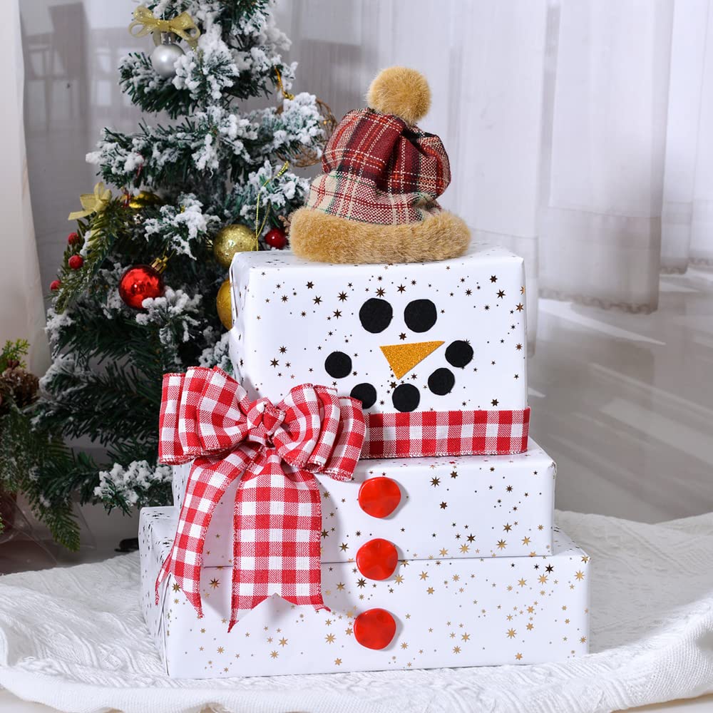 YAMA Drahtband für Weihnachten, 6 Rollen, 30 Meter, 6,3 cm breit, Baumwagen, rot/grün, kariert, zum Verpacken von Kränzen, Schleifen, DIY