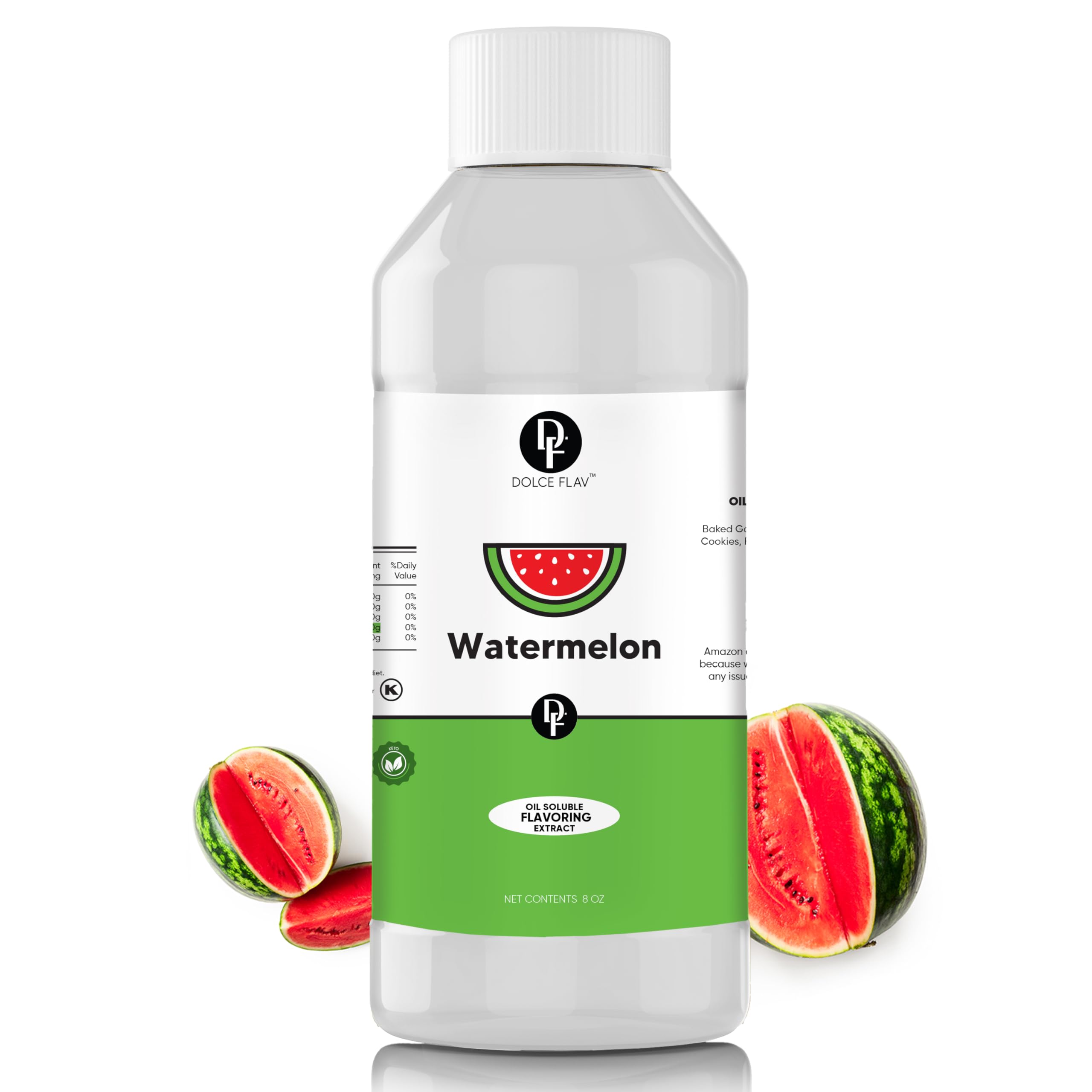 Dolce Flav Watermelon Extract 8 oz – Kosher, Sugar-Free, Concentrated Juicy Watermelon Flavoring for Baking, Chocolates & Desserts, Includes Measured