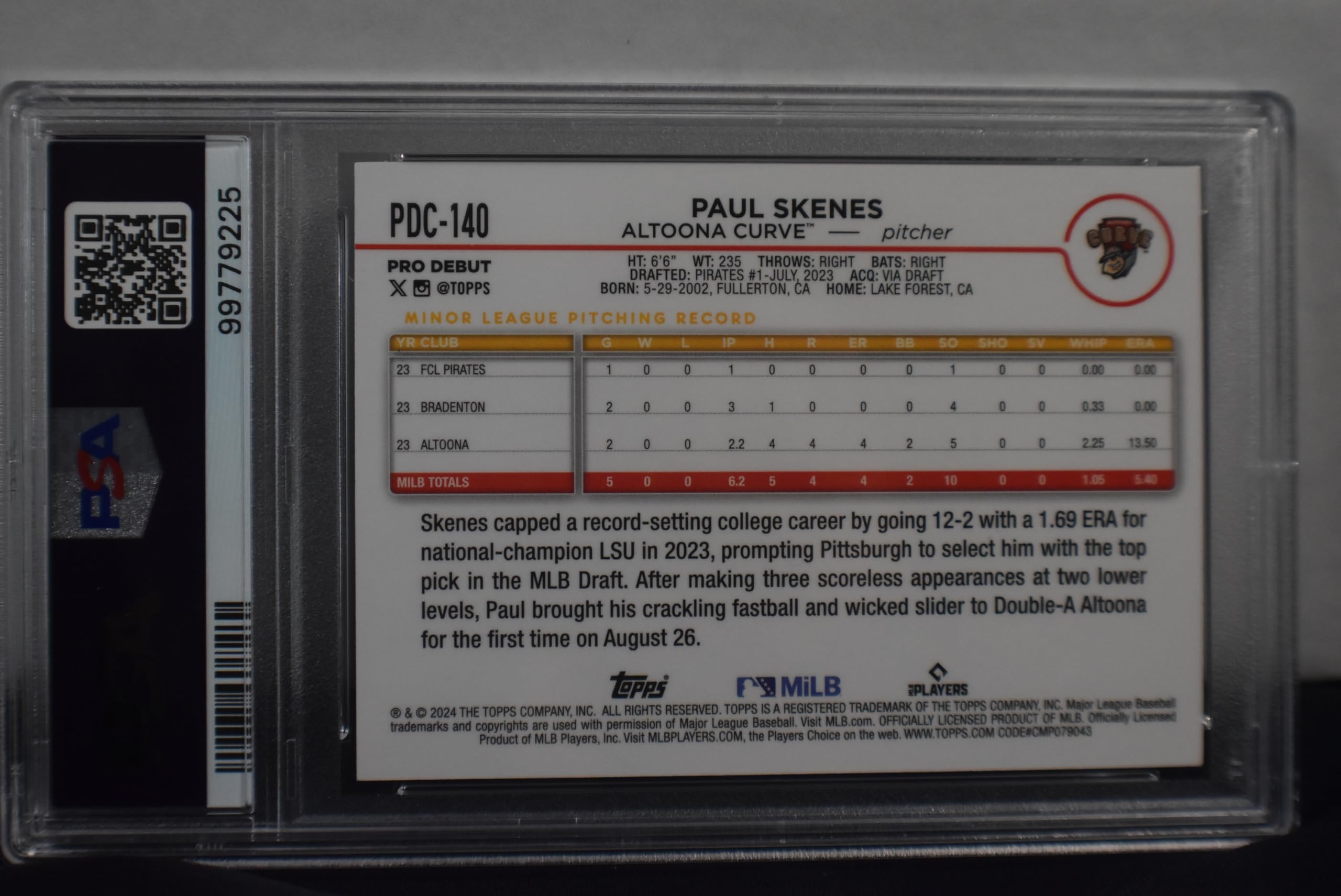 Amazon.com: PAUL SKENES 2024 Topps Pro Debut Chrome #PDC-140