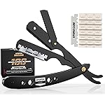 Utopia Care Professional Straight Razor for Men, Barber Straight Edge Razor Safety with 100 Pack Blades, Pink