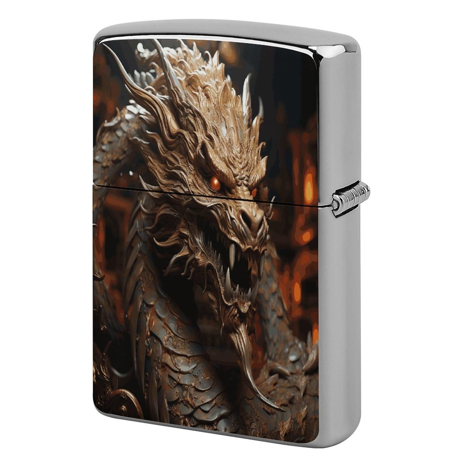 Fekiloot Style Golden Dragon On Red Background Lighter Case Cover Lighter Holder