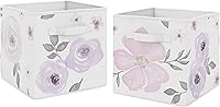 Vista 9 de Sweet Jojo Designs Cubos de almacenamiento plegables de tela para niñas, color morado lavanda, bohemio, Shabby Chic Floral Girl, cajas