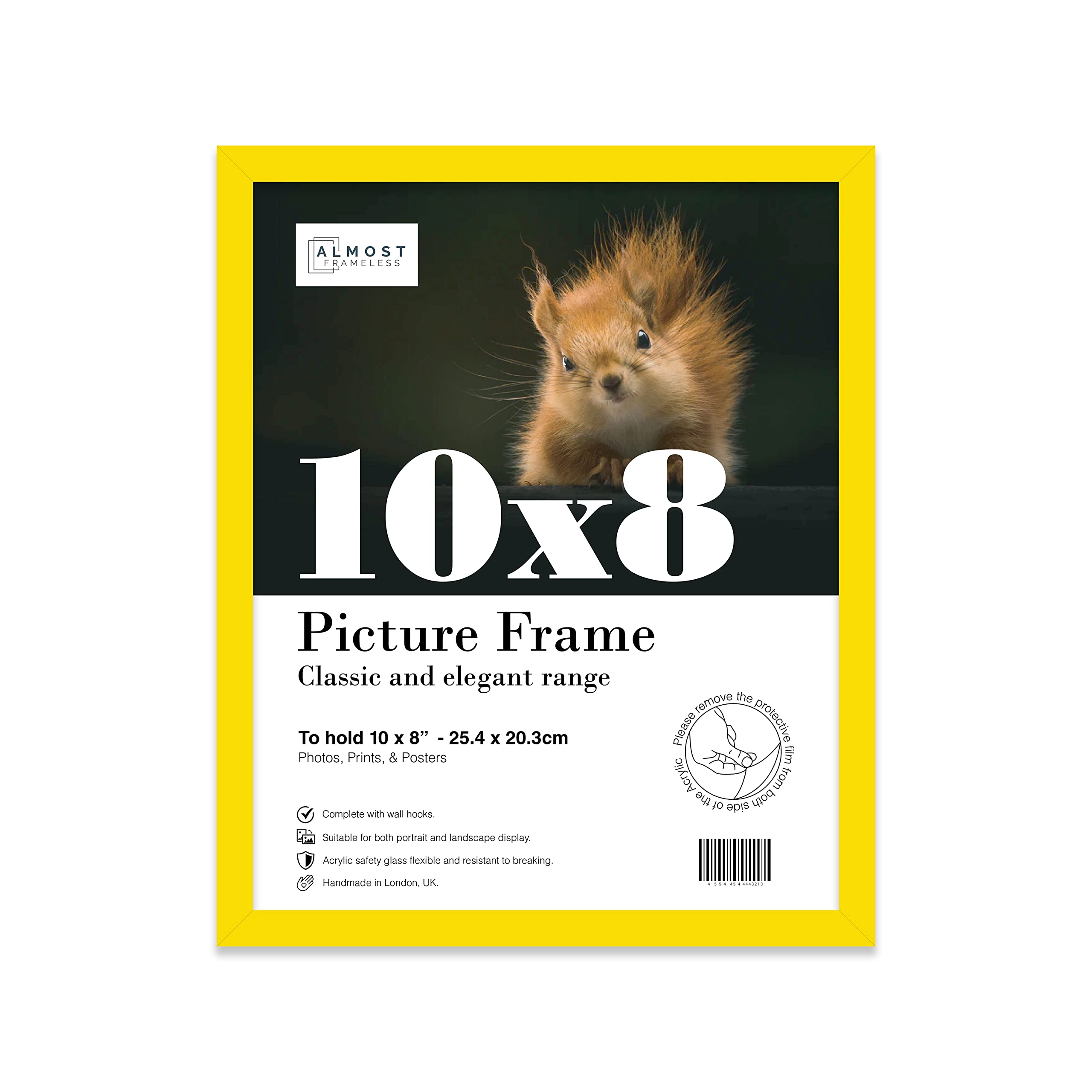 10x8 Inch Yellow Photo Frame Wall Mountable and Freestanding Picture Frame Standard Photograph Size, 10" X 8" (25 X 20cm)