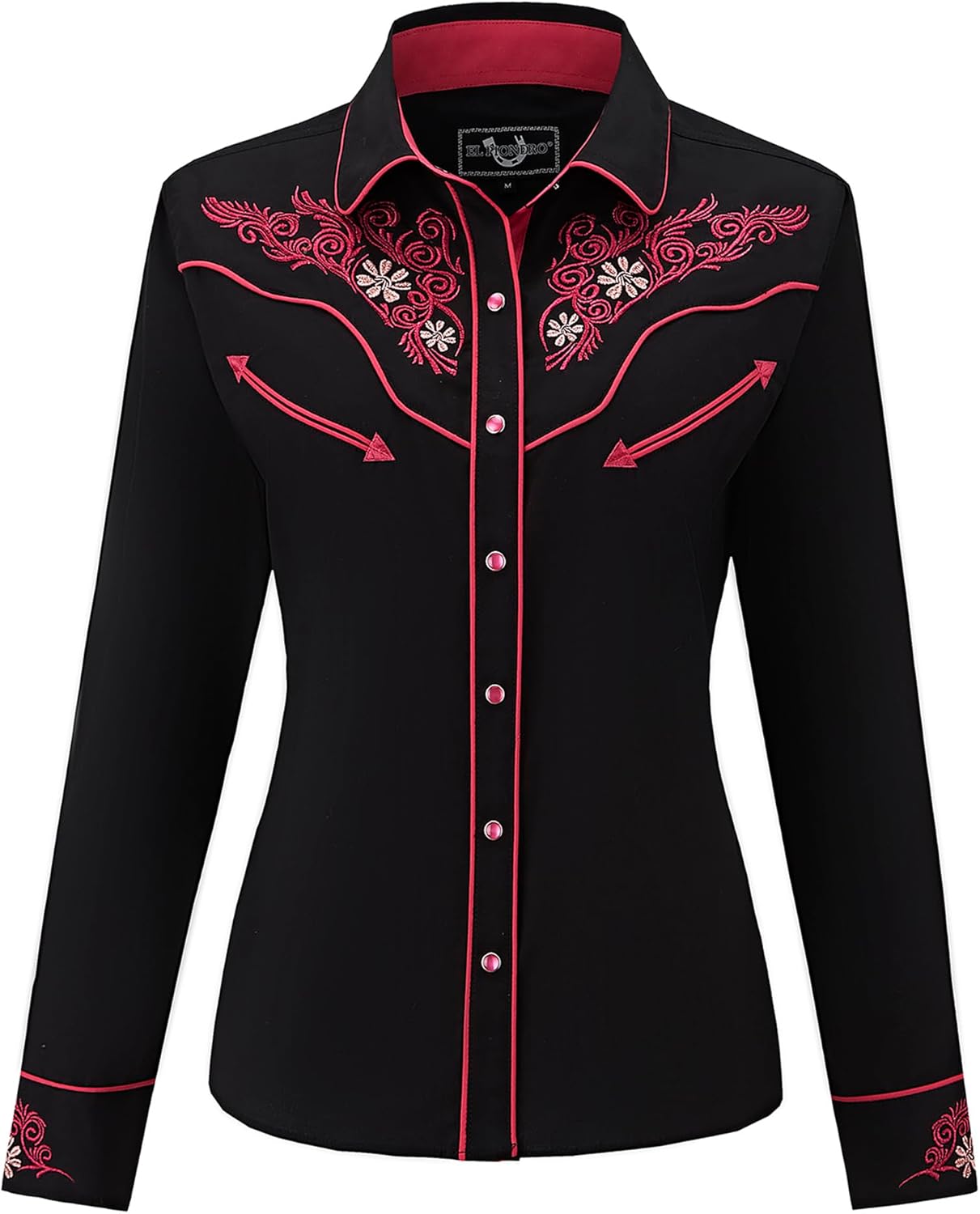 Women's Embroidered Western Cowboy Shirt Vintage Style Long Sleeve Button Down Shirt Premium Quality Snap Front Design S-3XL