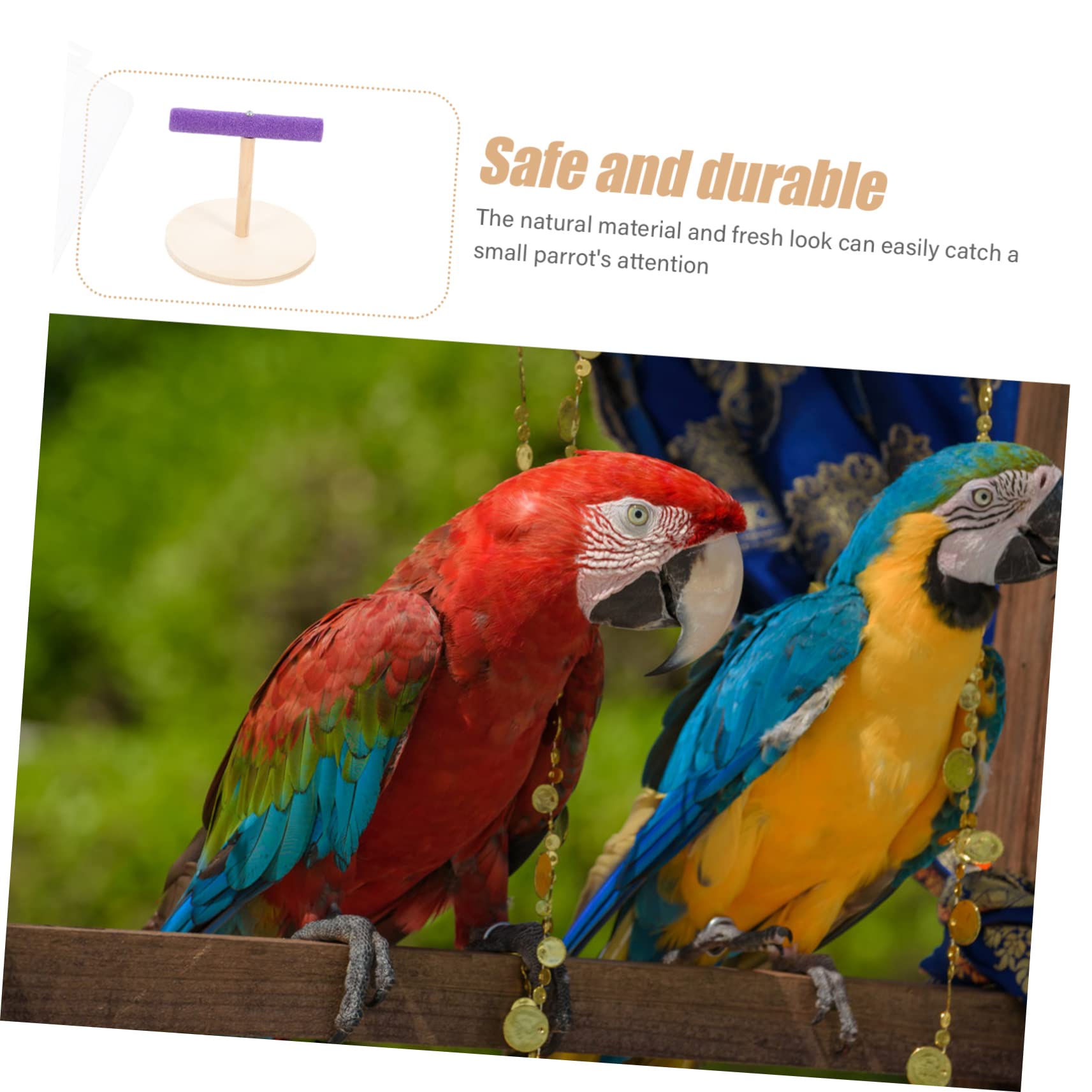 VANZACK Bird Toy Stand Wooden Perch for Parrots Natural Material for Pet Health