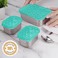 Vista 7 de Recipientes Pequeños de Acero Inoxidable para el Almuerzo para Niños Recipientes de Comida a Prueba de Fugas con Tapas de Silicona - Recipientes