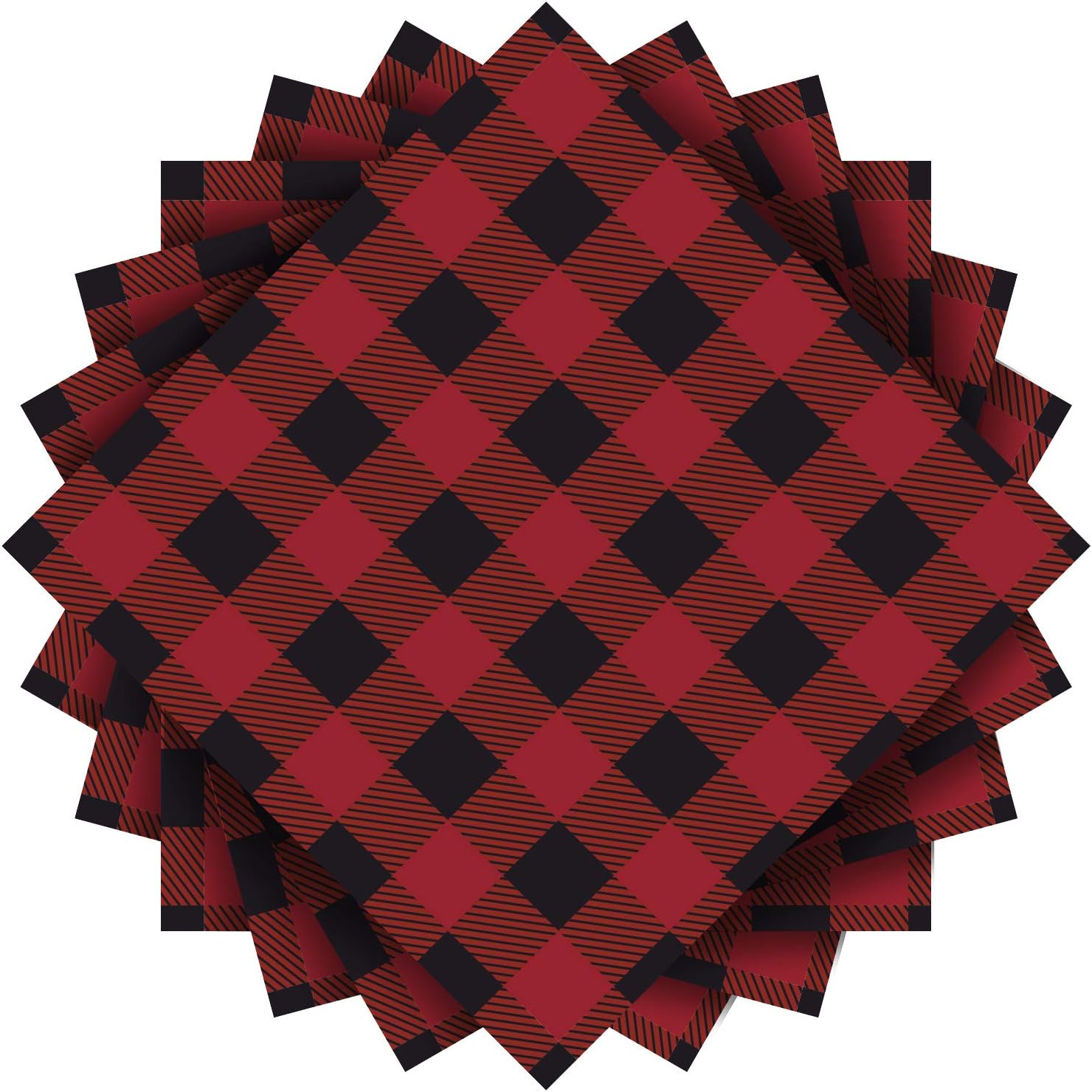 Aneco 80 Pack Red and Black Plaid Papers Napkins Luncheon Napkins for Wedding, Party, Birthday, Dinner, Lunch with 3 Layers, 6.5 by 6.5 Inches