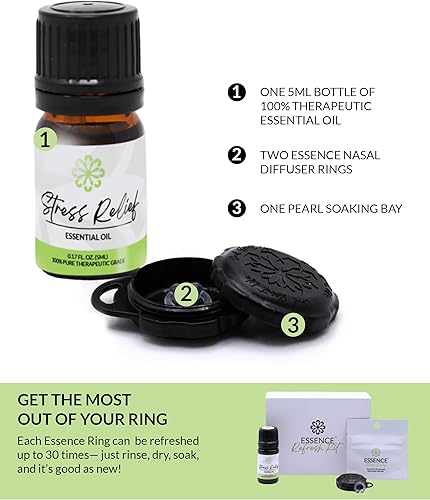 Vista 38 de Essence - Difusor nasal de aromaterapia portátil, alivio de alergias, anillo de nariz de aceite esencial, clip de aroma personal para viajes