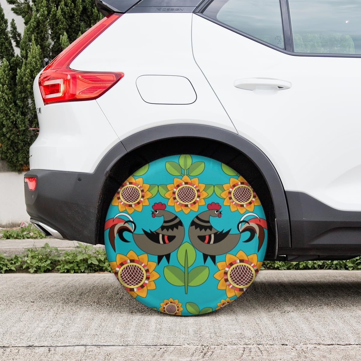 Sunflower Chicken Tire Covers Portable Spare Tire Cover Soft Durable Waterproof Dustproof 3 Sizes 14 15 16 Inches for Car Truck SUV Trailer Camper