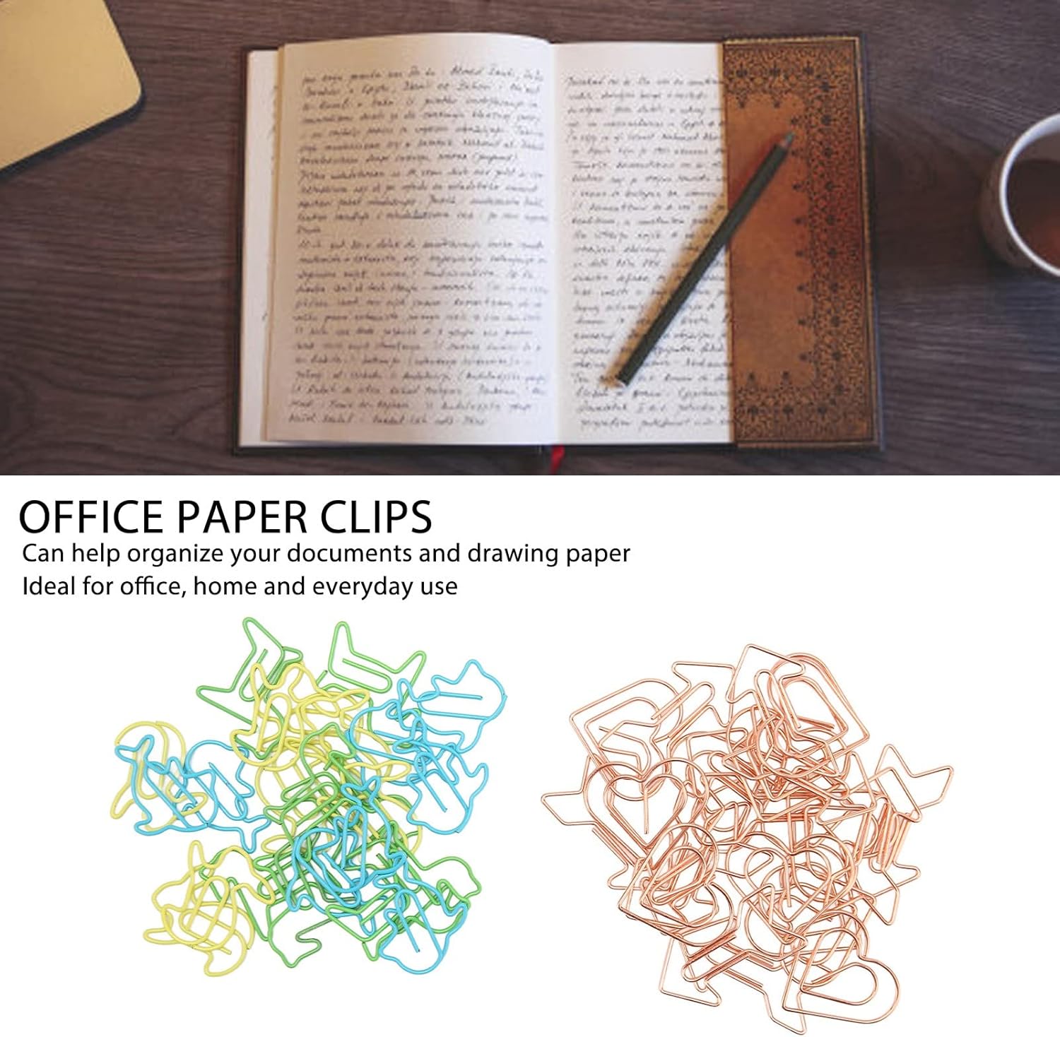 事務用品のファイル、種類のまとめとインデックスの活用方法 オフィスファイルの分類、予防、スリップの増加、耐久性のある金属素材のために、素敵な形状、軽量でポータブルのメタリックペーパークリップ