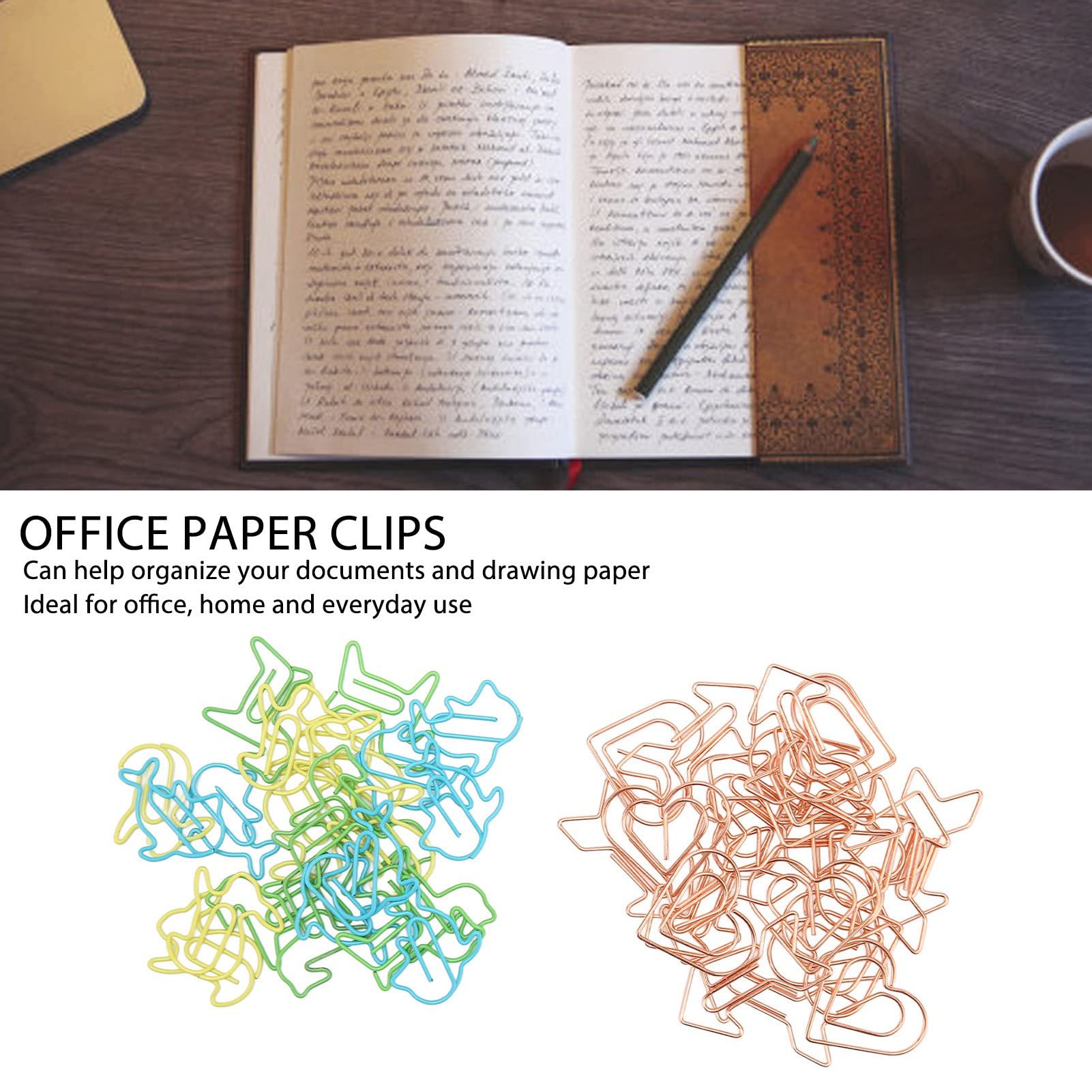 Tyenaza Clips de papel metálicos, forma encantadora, aumento de prevención de deslizamiento, clips de papel de oficina para papelería de oficina, suministros escolares