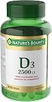 NATURE'S BOUNTY Vitamine D3, 2500 UI, Aide à Prévenir la Carence en Vitamine D, 300 Gélules, 68,1 g