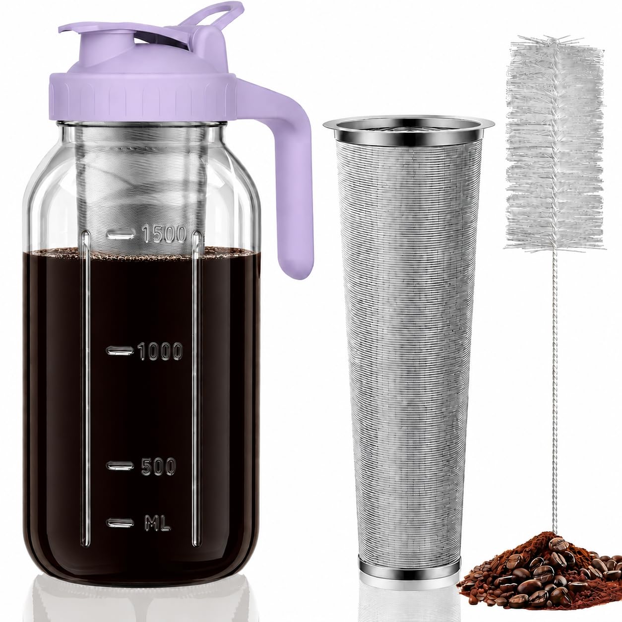 1.9L Cold Brew Coffee Maker with Stainless Steel Mesh Filter-Purple