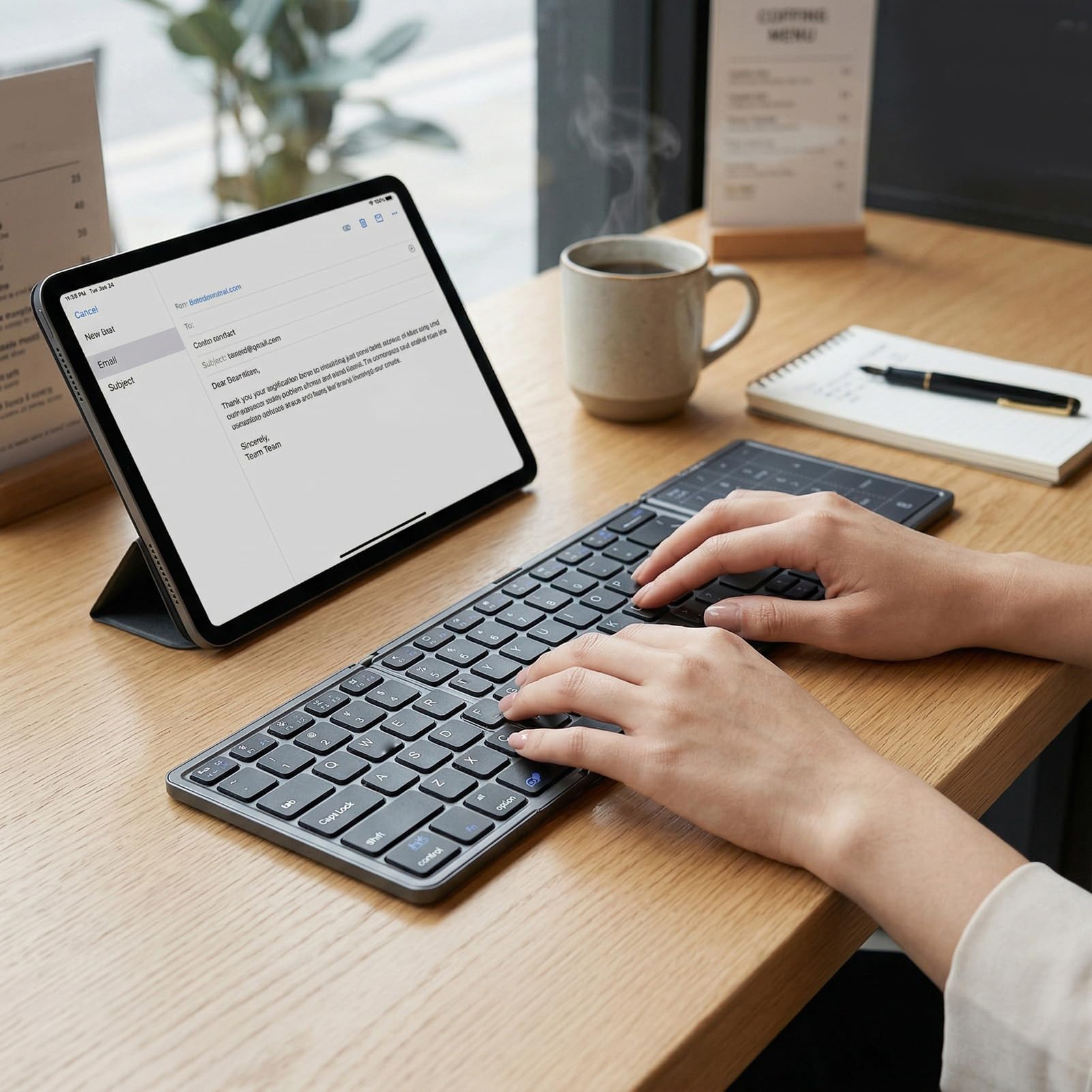 Dpofirs Tastiera Portatile Pieghevole con Touchpad, Tastiera da Viaggio Wireless Bluetooth per Smartphone, Tablet e Laptop
