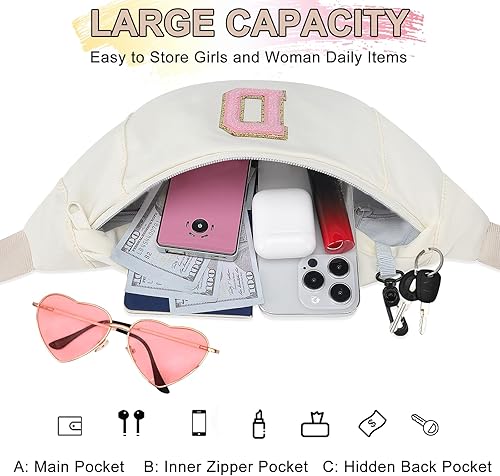 Miniatura 170 de MAXTOP - Cangurera cruzada grande con 4 bolsillos con cremallera, ideal para eventos deportivos, festivales, entrenamiento, viajes, correr y uso