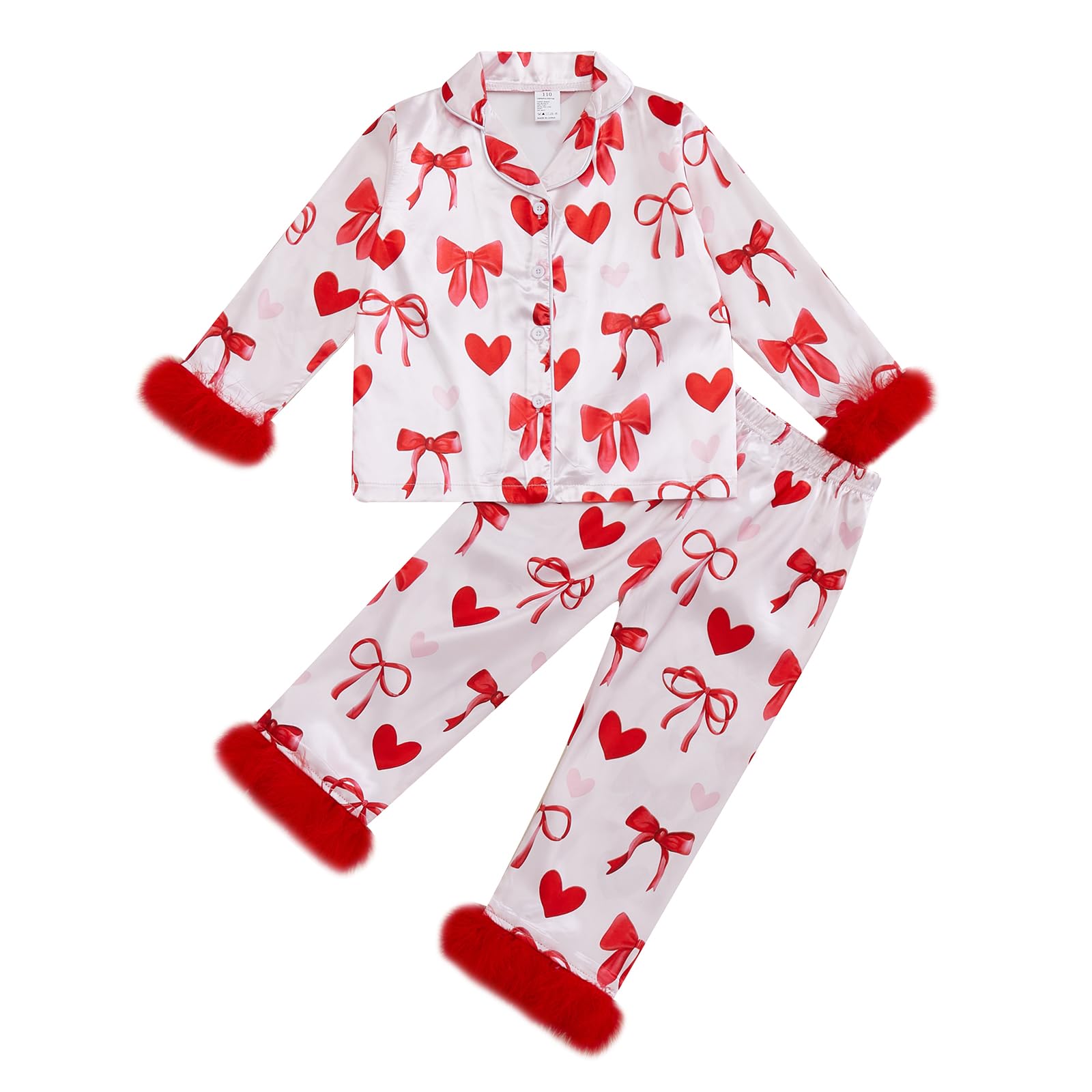 Ayalinggo Toddler Kids Girl Christmas Pajamas Baby Green Satin Silk Button Down Shirts Jammies Xmas Matching Pjs Outfits