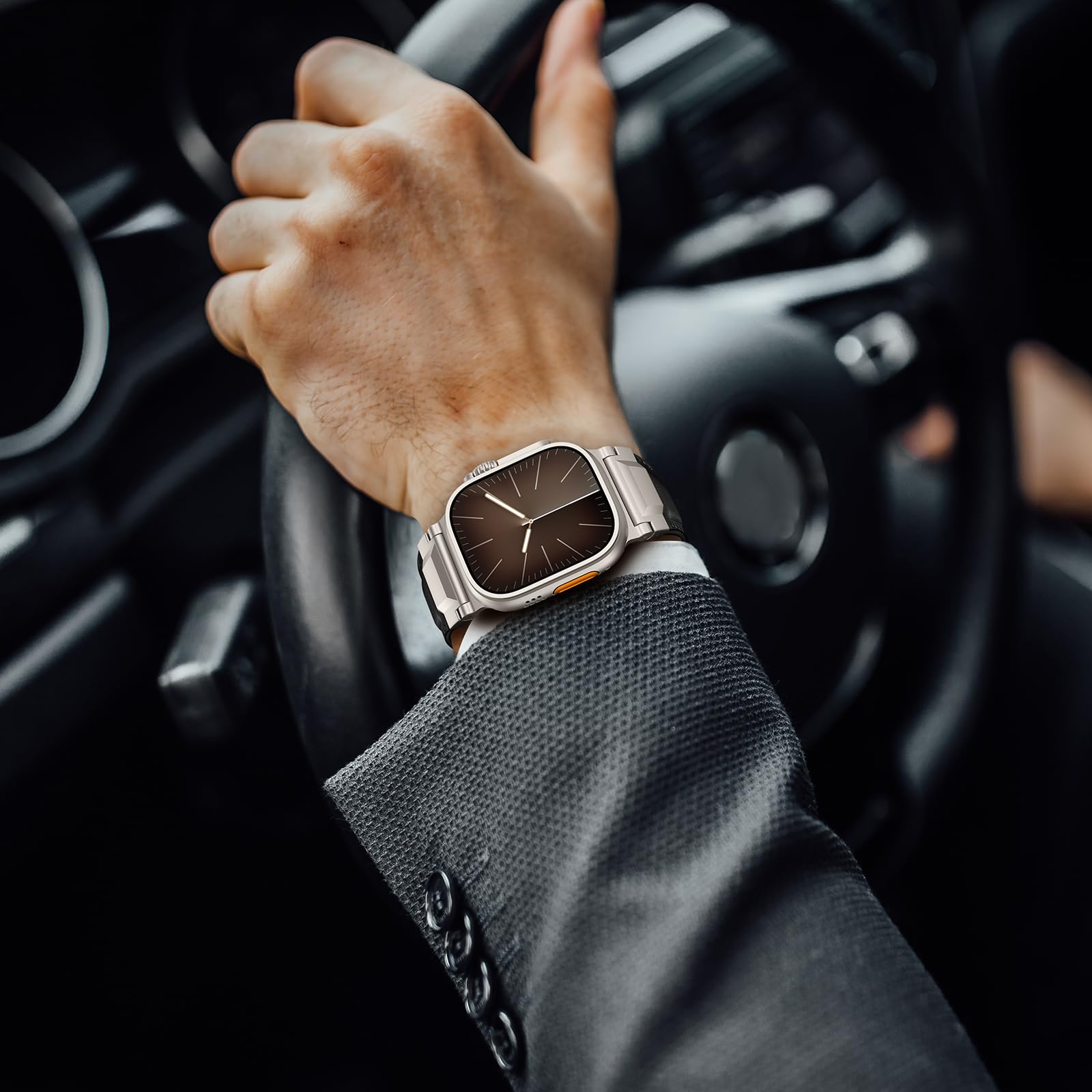 Leder Armband Kompatibel Mit Apple Watch Ultra Armbänder 49mm 46mm 45mm 44mm Echtes Leder Robuster Metallstecker Für Ultra 3 2 1,Serie 11 10 9 8 7 6 5 4 SE3 SE Uhrenband