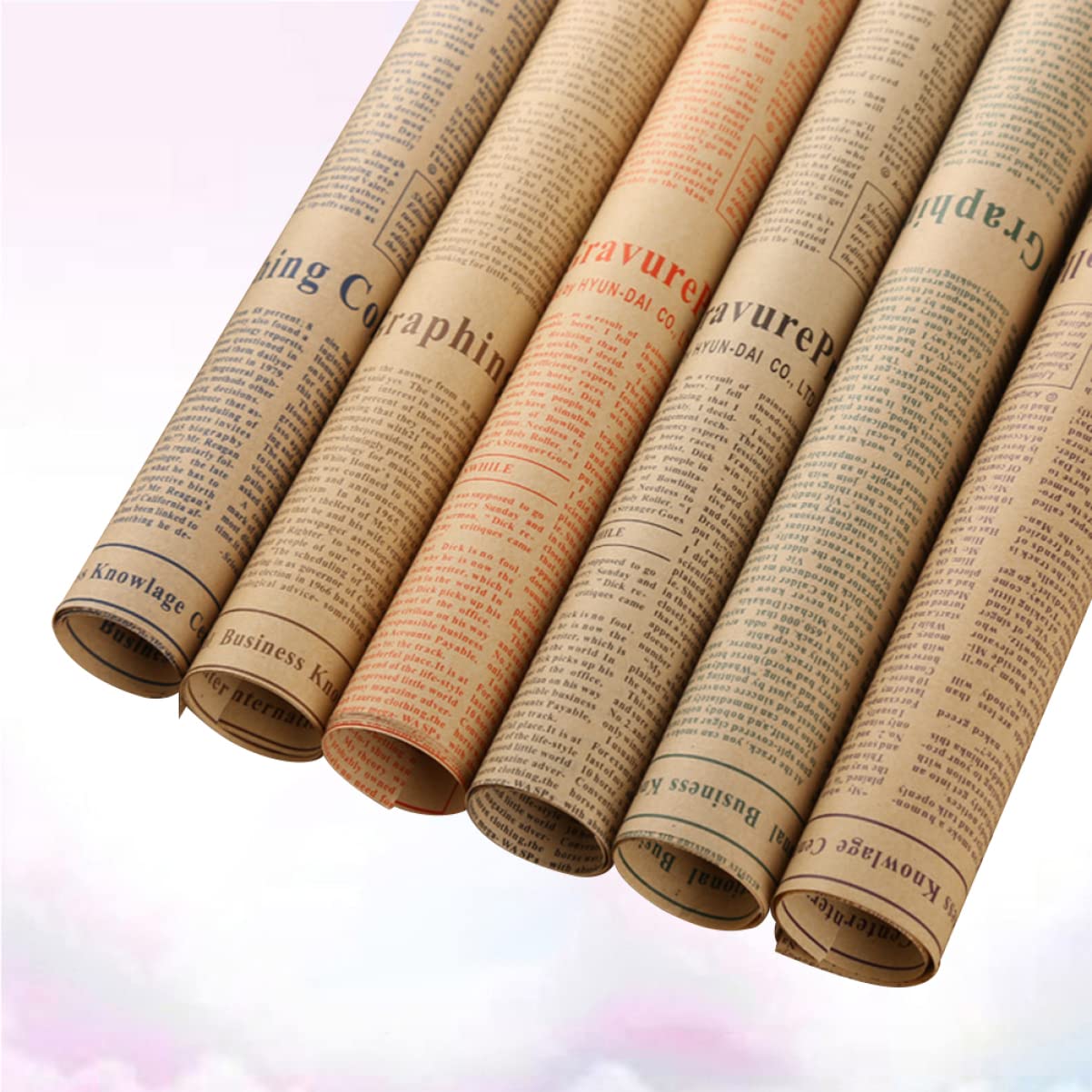 Mobestech 50blätter Kraftpapier Geschenkpapier in Retro-stil Zeitungspapier für Geschenkverpackungen Papierverpackungen für Blumensträuße Diy-projekte und Bastelanleitungen Zufälliger Stil