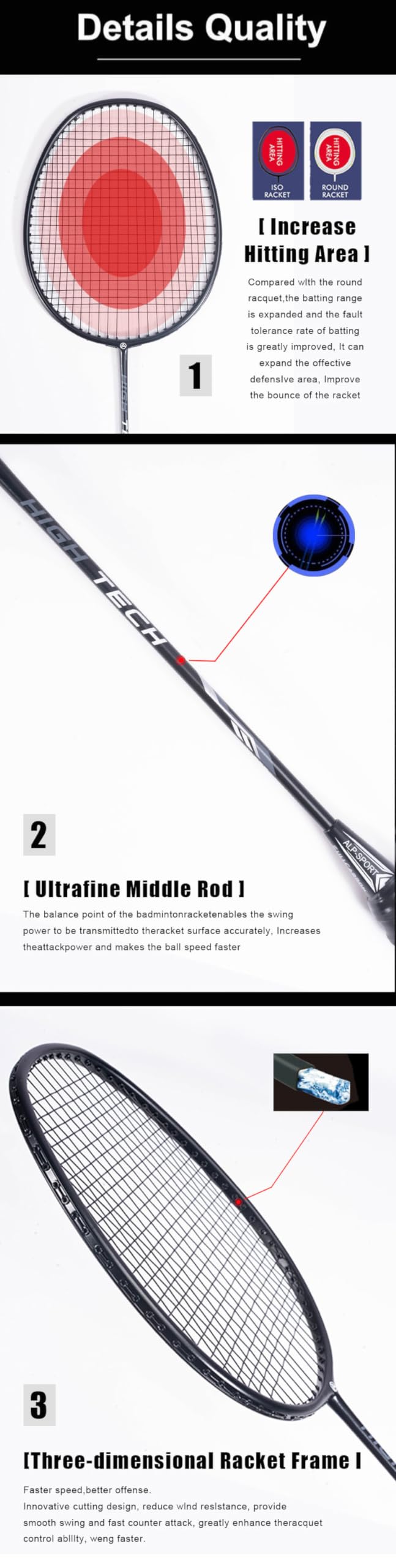 Raqueta de bádminton Mujer Hombre, 4U 85g Wave Break Wind Strung Fibra de Carbono Ofensiva y defensiva con Bolsa de bádminton Raquetas
