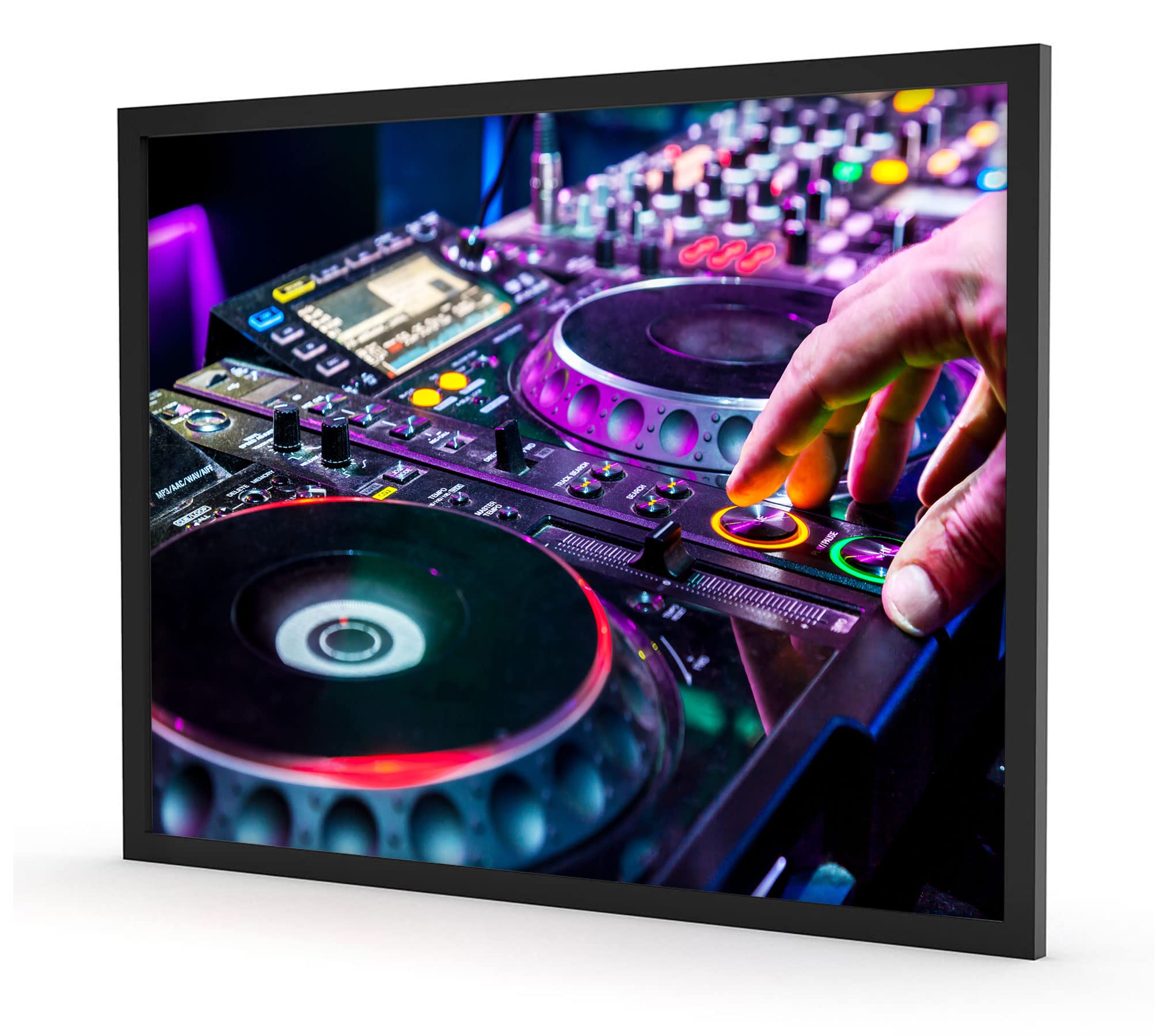 Poster moderno illuminato da DJ con cornice portafoto / Formato: 100 x 70 cm / stampa artistica incorniciata