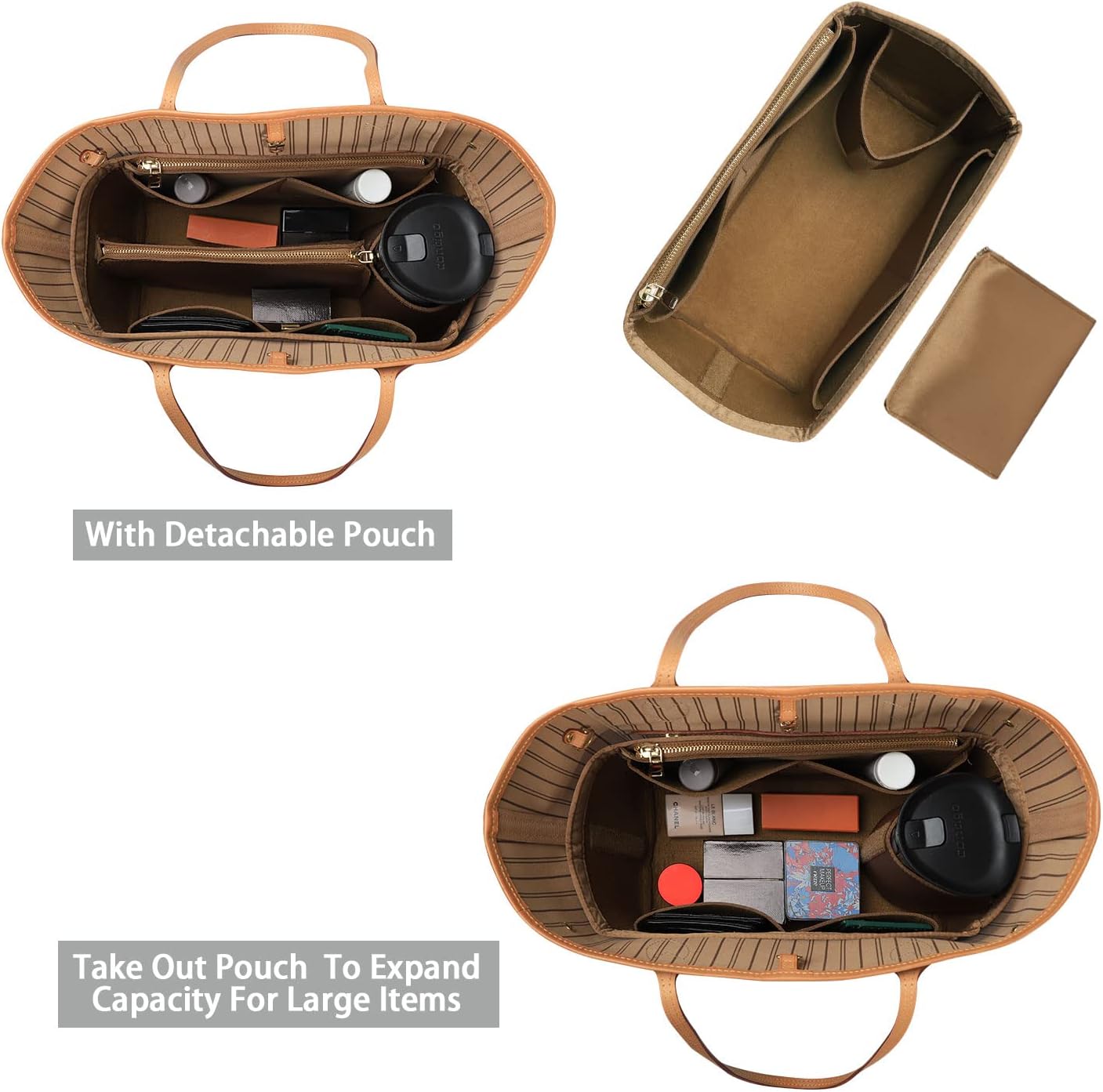 ZTUJO Purse Organizer, Felt Bag Organizer Purse Organizer Insert For Speedy, Neverfull, Graceful, Neverfull,Tote, Handbag,Shaper - Image 4