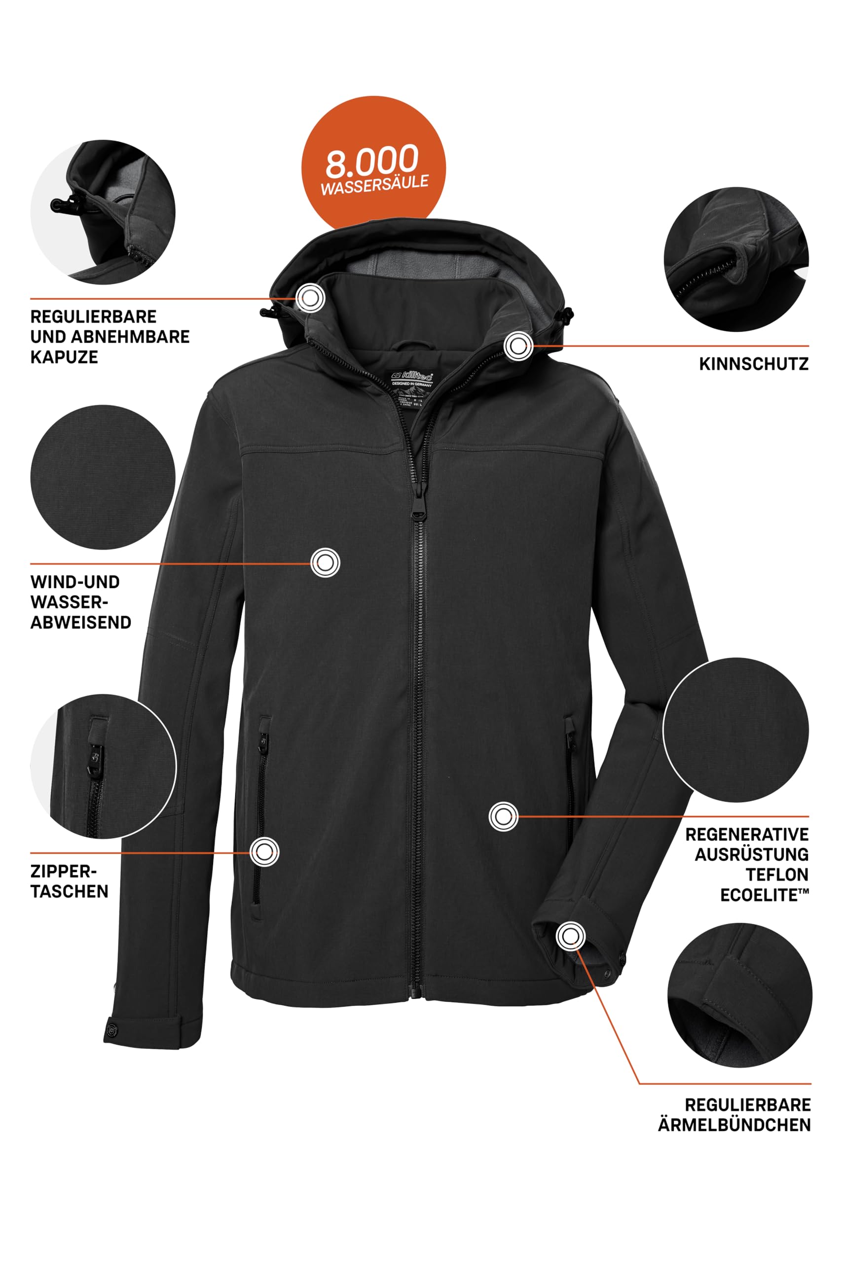 Killtec Kurtka typu softshell/kurtka outdoorowa z odpinanym kapturem Mężczyźni Herren Softshelljacke