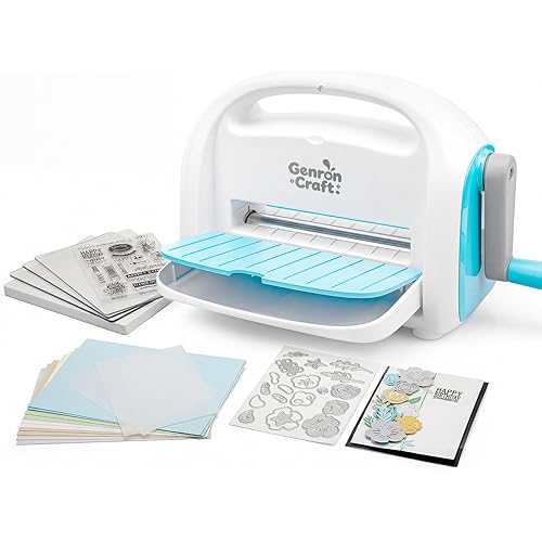 Manual Die Cutting Machine for Paper Carft, Embossing Machine kit for Beginner,6inch openning (Blue)