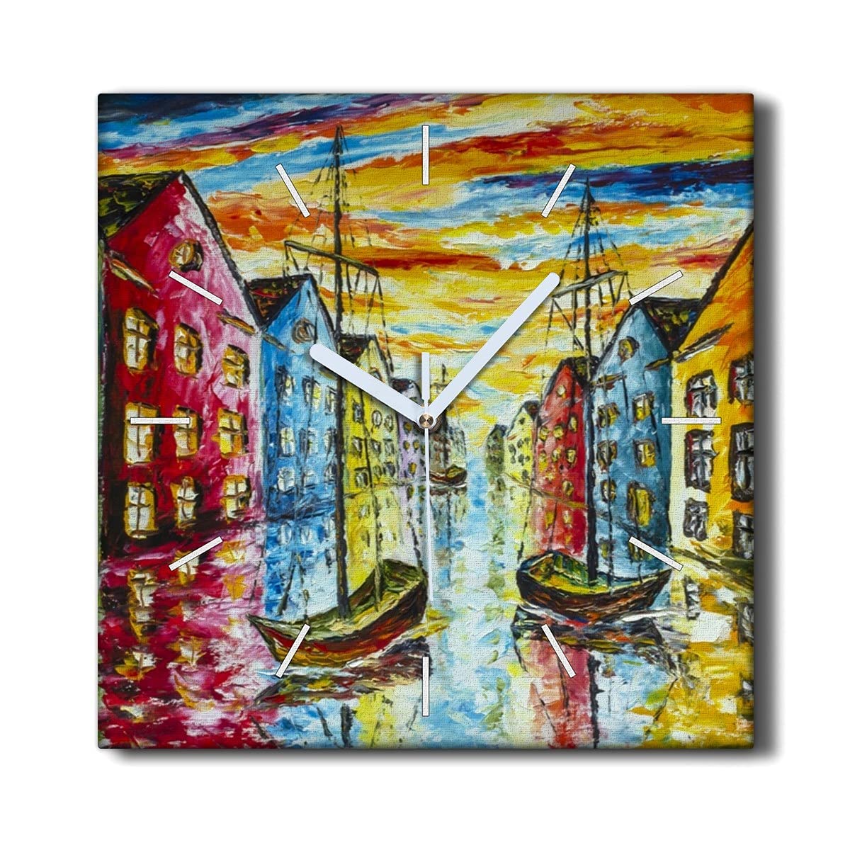 Horloge sur Toile 30x30cm Coloray pour Salon Décoration Murale Nature Maisons