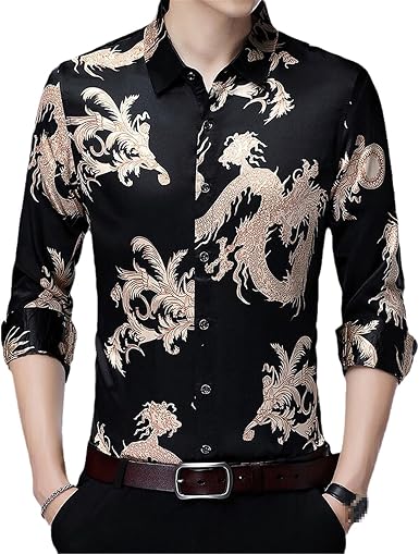 Mens Satin Shirts Silk 