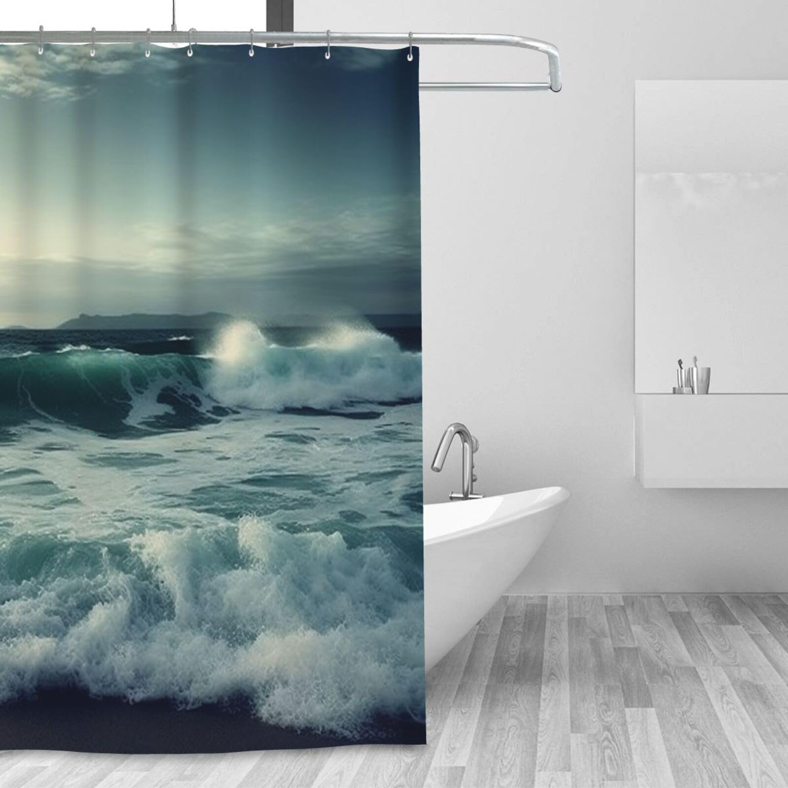 Rideau de douche vagues de mer pour l'hiver créez une ambiance spa dans votre salle de bain