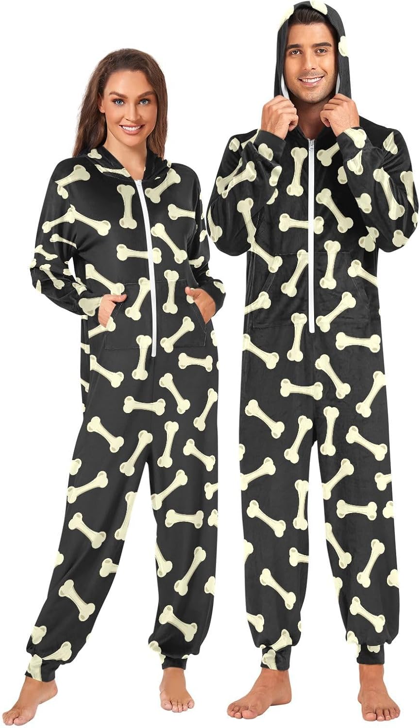Adult Unisex Onesie Pajamas Hooded Costume Sleepwear Jumpsuit Matching Pjs
