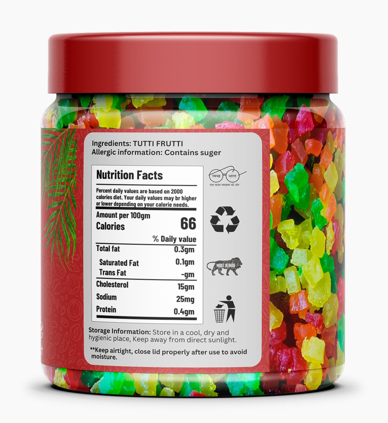AL Anand Laxmi Mixed Tutti Frutti for Cake, Ice Creams and Shakes Decorations, Mix Tutti Frutti Multicolor, Delicious and Tasty | Toppings Cherries | 100 gm Jar Pack - Image 2 thumbnail