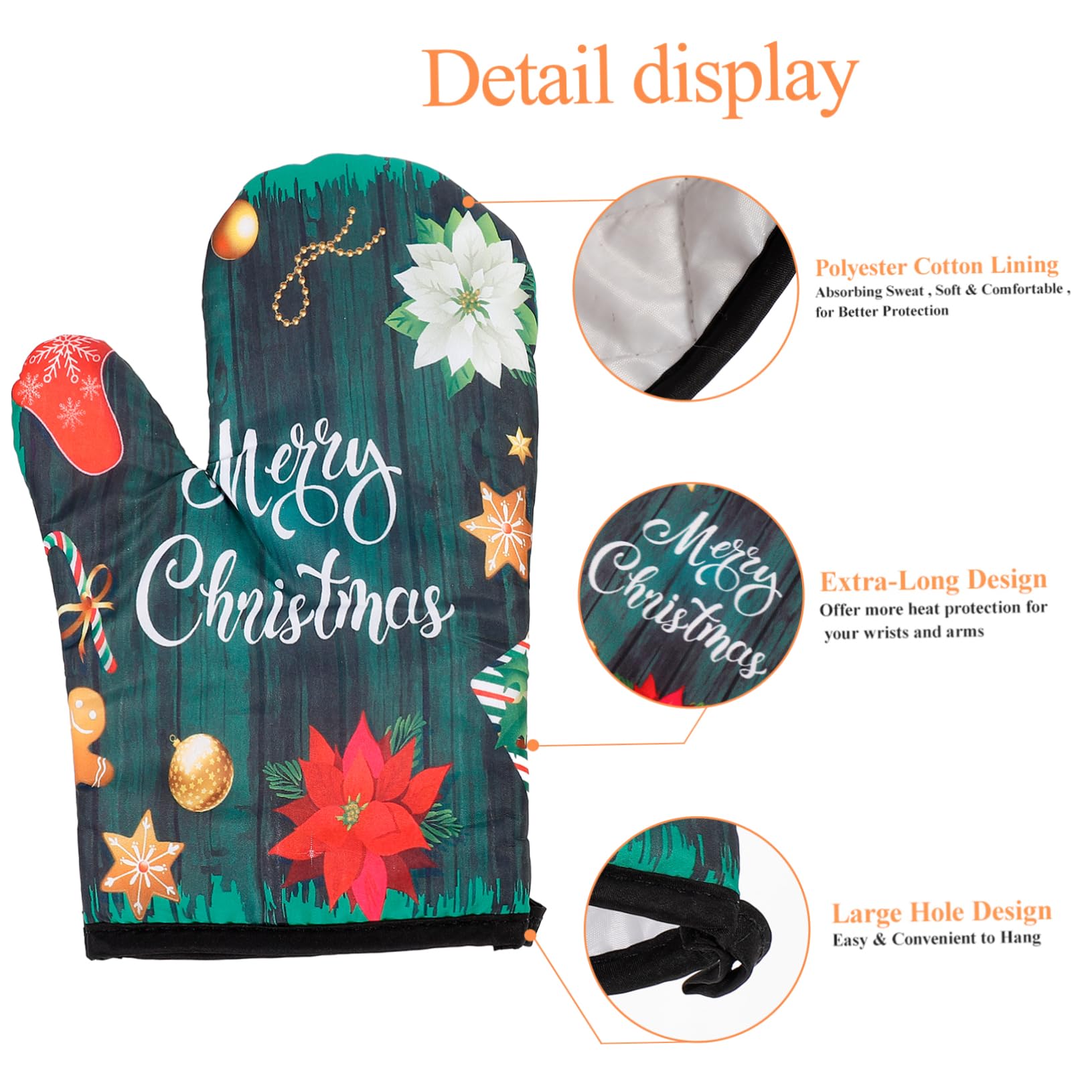 LABRIMP 2juegos Guantes De Horno Navideños y Manteles Individuales Resistentes Al Calor De Guantes y Salvamanteles para Cocina Diseño Clásico De Navidad Aislantes y Antideslizantes