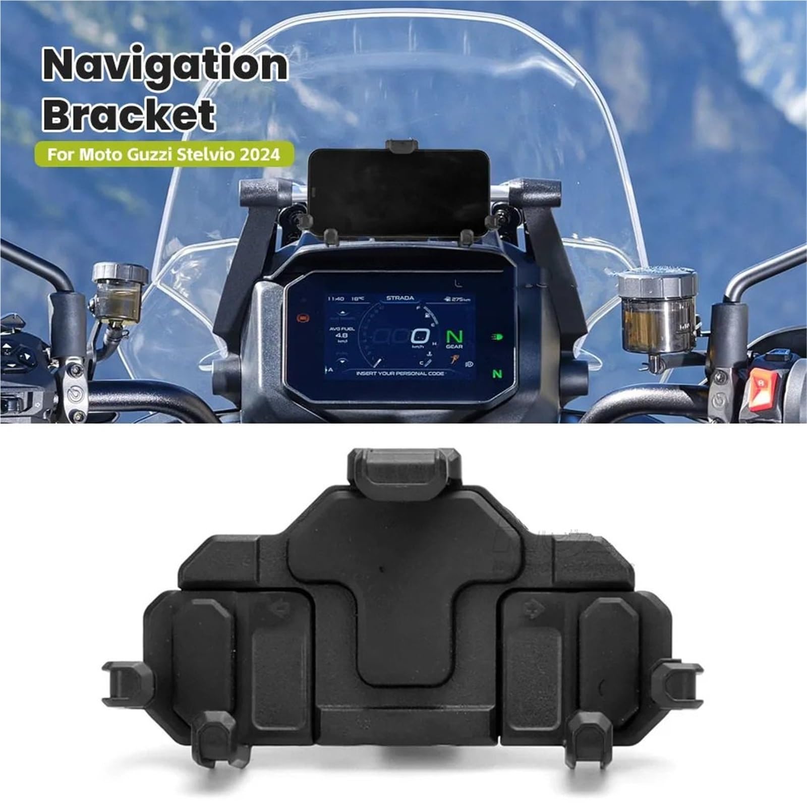 Uchwyt do nawigacji GPS Pasuje do Guzzi Pasuje do Stelvio 2024 Akcesoria motocyklowe Uchwyt na telefon GPS Stojak nawigacyjny Stojak na telefon z amortyzatorem Motocyklowy uchwyt do nawigacji