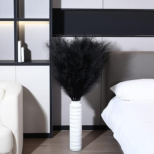 Miniatura 6 de 8 piezas de 45 pulgadas de alto, decoración de hierba de pampa sintética grande a granel, pompas falsas largas para relleno de jarrón de suelo,