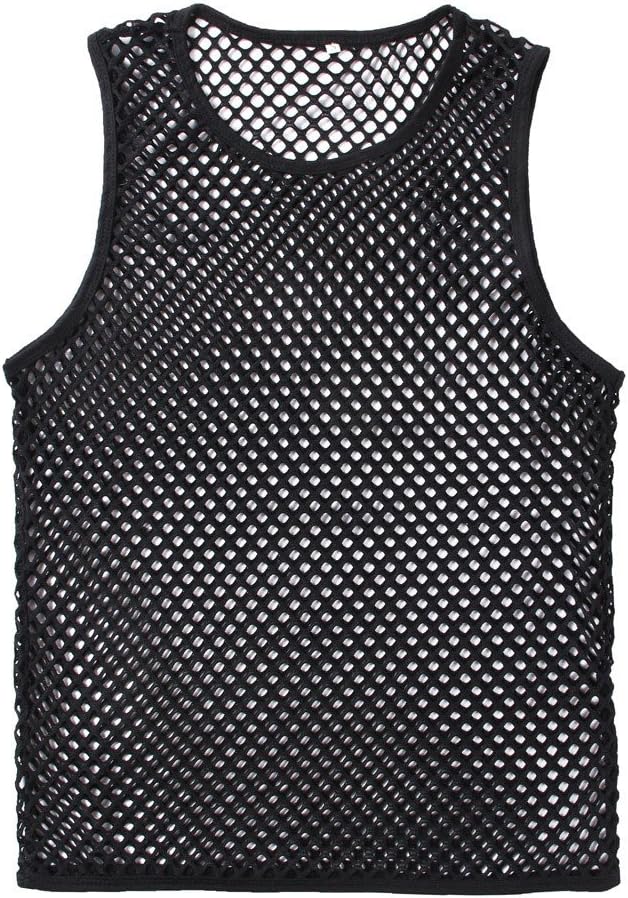 Men Muscle Vest - Workout Hollow Out Tees Mesh String Vests See Through Vest Sheer Fit Fishnet Crop Top Beach Vest Sleeveless Vest Muscle Fit Vest Summer Top for Running, Training & Outdoors