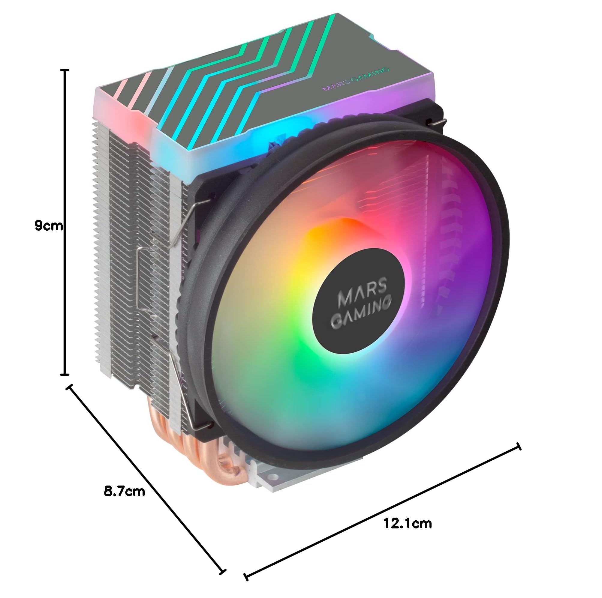 Mars Gaming MCPU44, Disipador CPU ARGB con 4 Heatpipes HCT 160W TDP, Ventilador Circular Ultra-Silencioso PWM 110mm, Iluminación Dual ARGB, Multisocket Intel/AMD, Altura Compacta 133mm — view 7