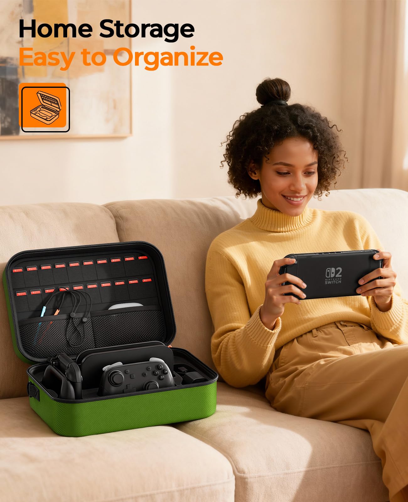 COOWPS Custodia per Nintendo Switch 2 (2025), guscio rigido portatile con protezione completa, custodia da viaggio con 18 carte da gioco per console Switch 2 Pro, accessori per controller