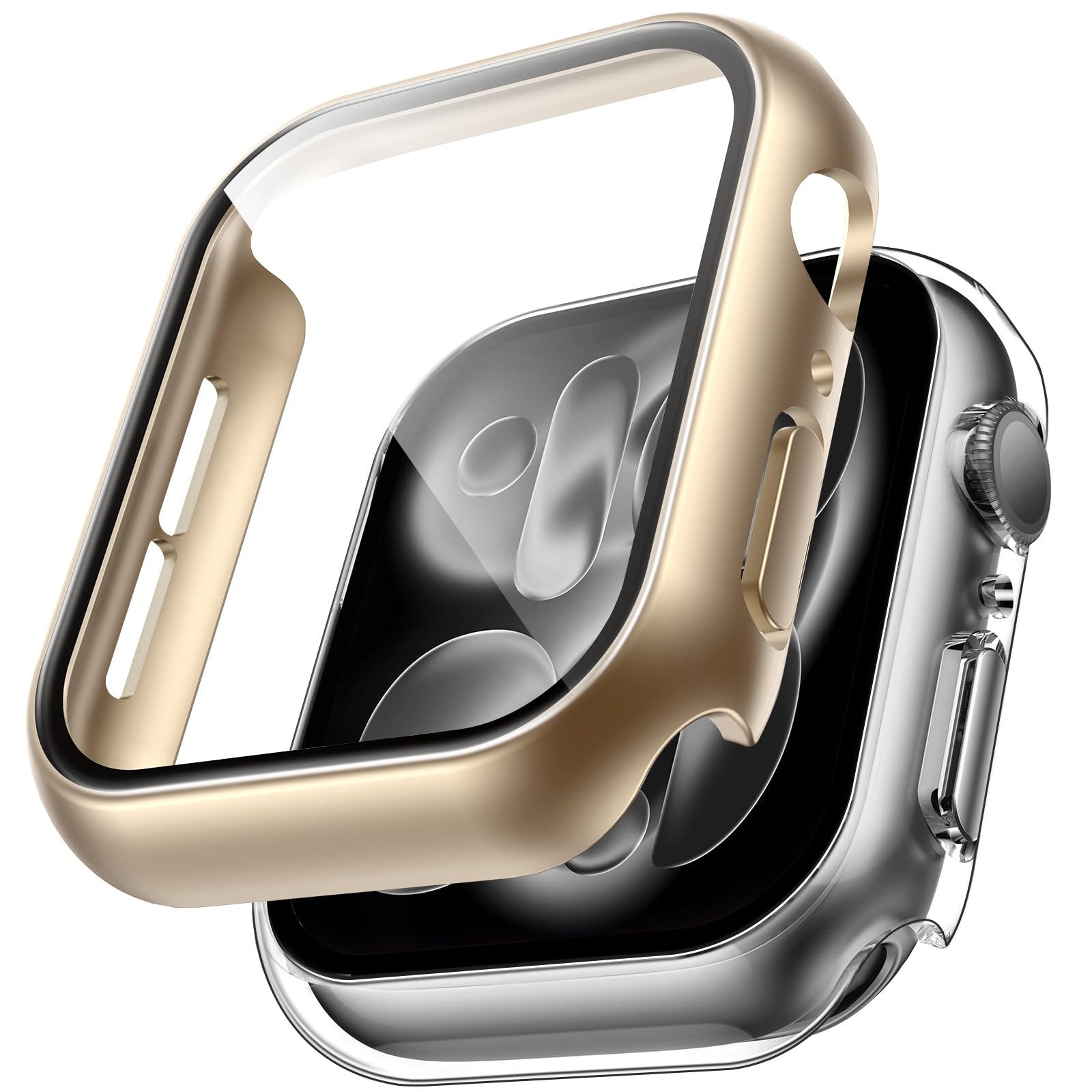 TAURI 2 Pack Hard Case for Apple Watch SE 3 /Series 6/5/4 /SE 44mm with 9H Tempered Glass Screen Protector, [Touch Sensitive] [Full Coverage] Slim Bumper Protective Cover for iWatch 44mm - Black — view 29
