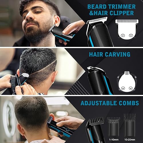 Miniatura 3 de FADEKING Recortadora de barba para hombres, recortadora de pelo profesional, impermeable, eléctrica, para nariz, cuerpo, cara y bigote, cortadora de
