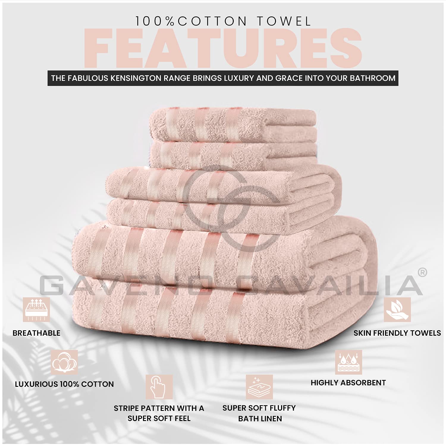 GC GAVENO CAVAILIA Extra Absorbent 500 GSM Bath Towels, Luxury Pack of 4 Bathroom Sheets Set, 100% Ringspun Cotton, Egyptian - Image 2