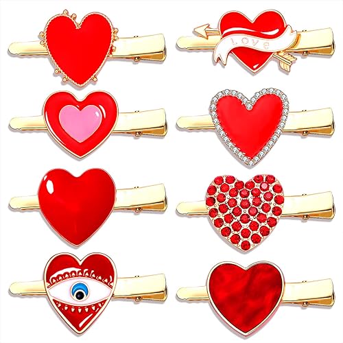 Miniatura 5 de 8 pinzas para el cabello del día de San Valentín horquillas de terciopelo con diamantes de imitación para mujeres y niñas pasadores de pelo con