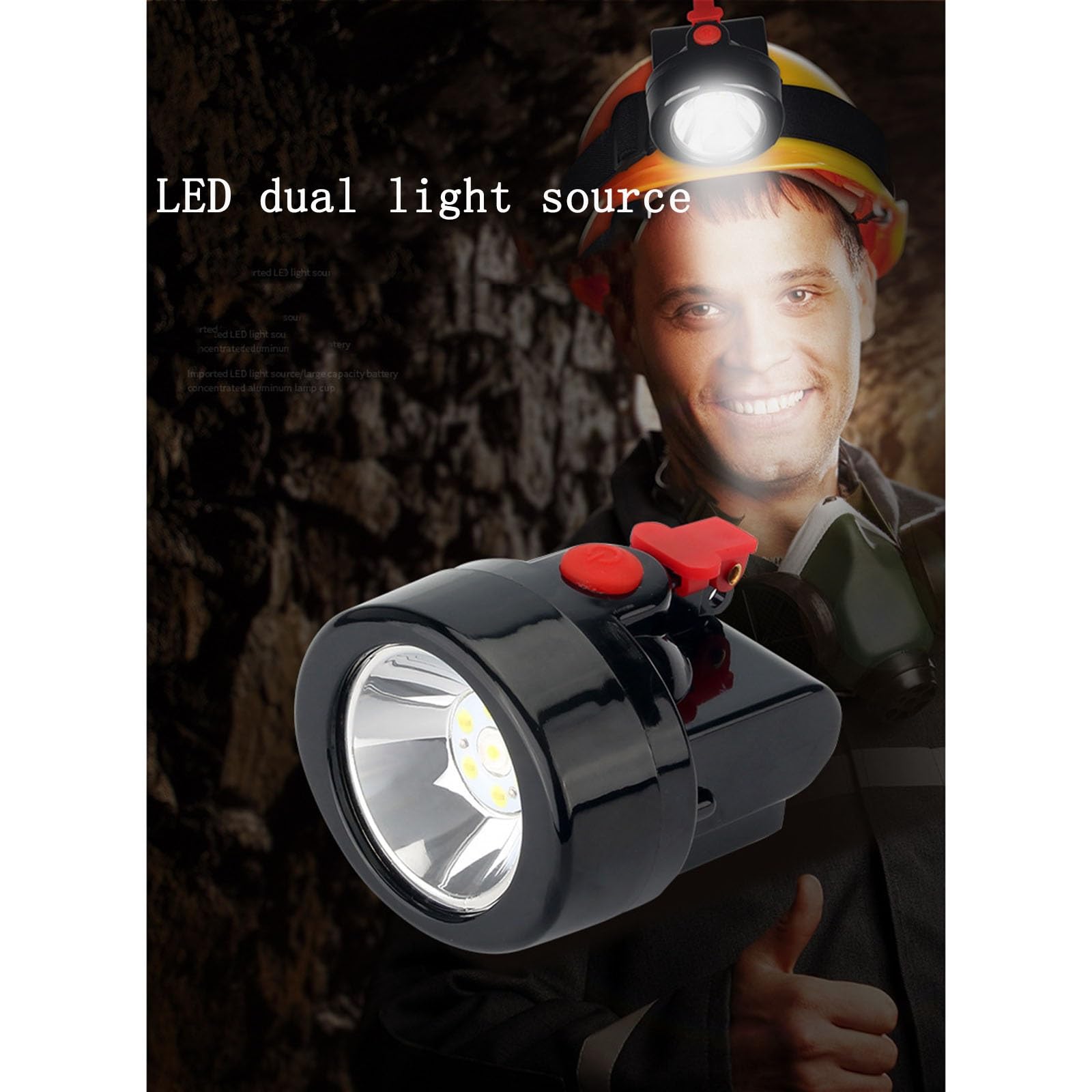 Linterna Frontal LED a Prueba de explosiones for mineros, ultrabrillante, con 2 Modos, Recargable, Resistente al Agua, for Acampar al Aire Libre y Correr