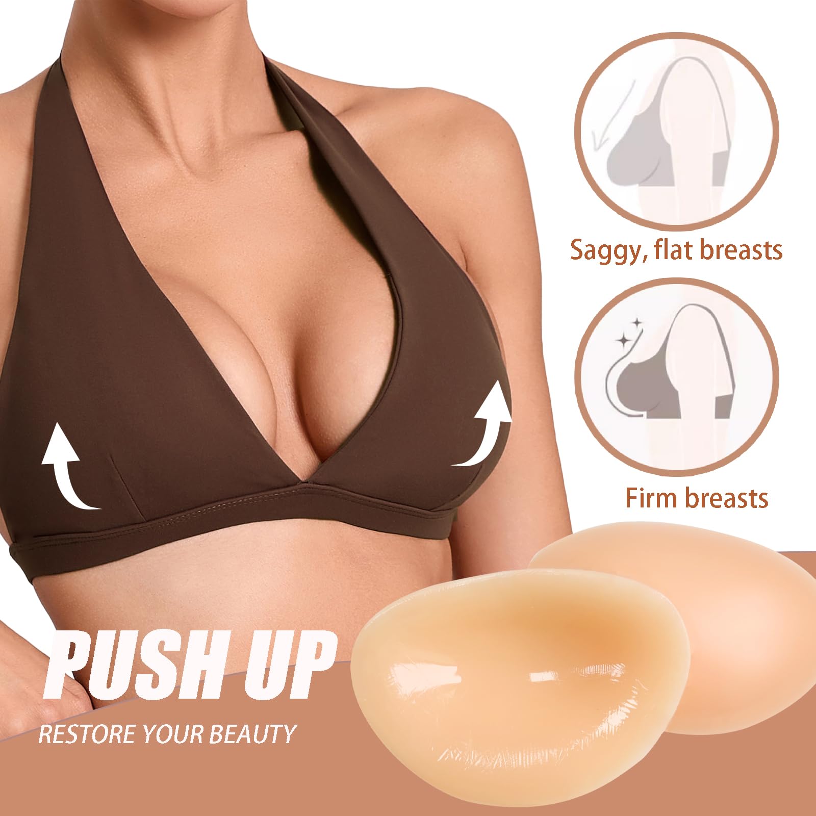 Selbstklebende Push-Up-Einlagen für BH | Wiederverwendbare Unsichtbare Silikon-BH-Einlagen mit Natürlicher Hebung, Für Bikini/Sport/Büstenhalter