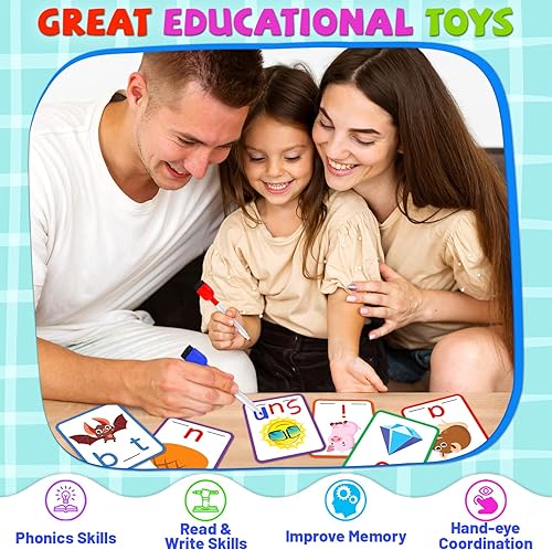 Miniatura 6 de zheyistep CVC Word Games - Tarjetas didácticas de ortografía para jardín de infantes, tarjetas de palabras CVC para niños pequeños, actividades de