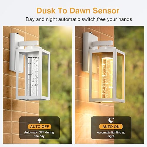 Miniatura 2 de VIANIS Paquete de 2 lámparas de pared para exteriores del atardecer al amanecer, lámpara LED blanca de 10 W, montaje en pared, antióxido, modernas