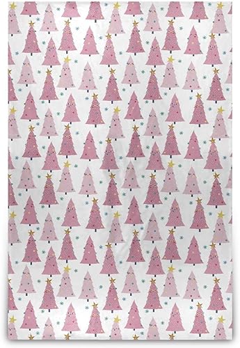 Christmas Pattern Cute Pink Trees Fluffy Blanket Ultra-Soft Flannel Spring Flannel Blanket 60"x90" for Living Room Bedroom