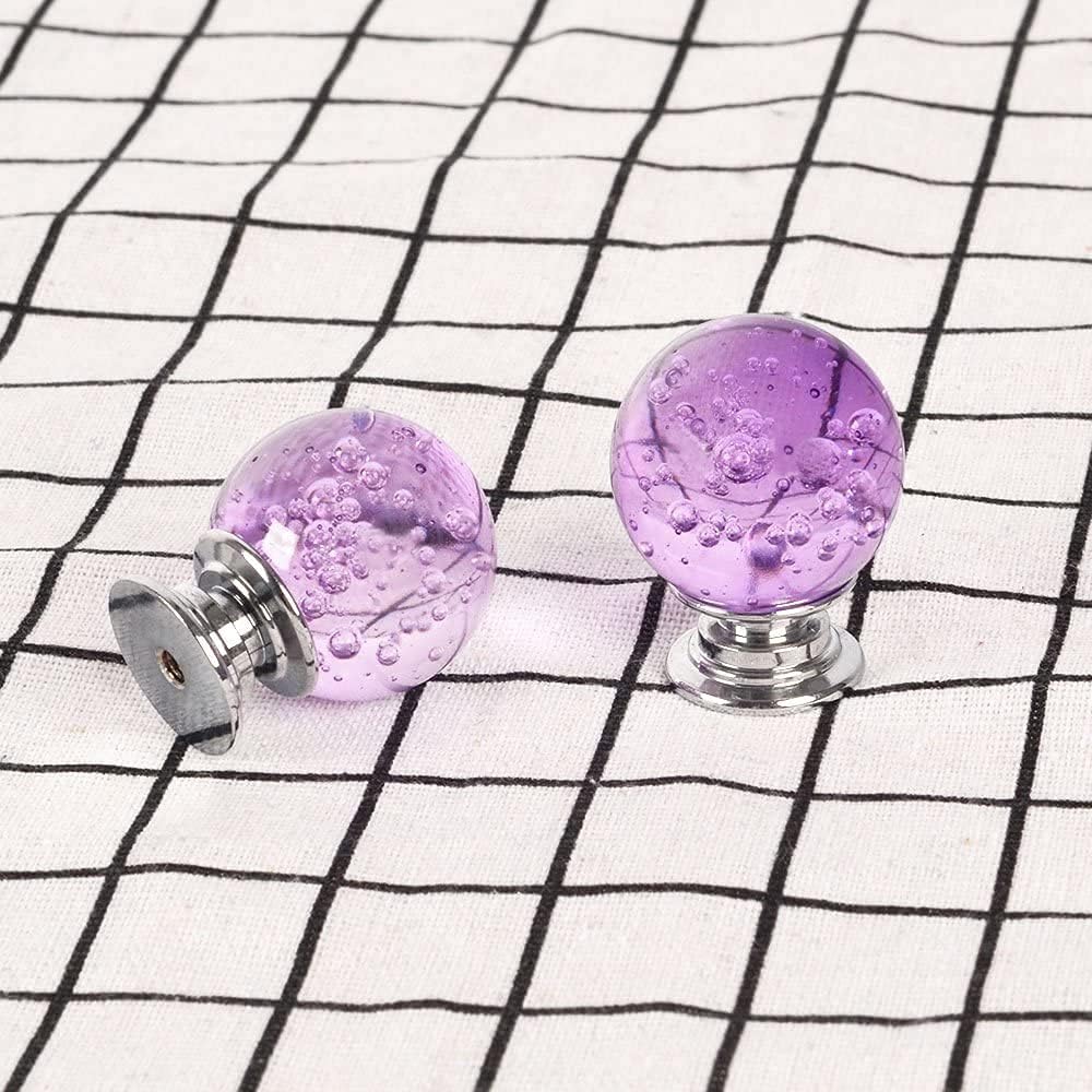 Door Handle,Handles Pulls,10PCS Crystal Knobs Cupboard Door Drawer Knobs for Wardrobes Cabinet with Screws for Furniture Kitchen Home Decorating，Red(30x38mm) (Color : Purple)